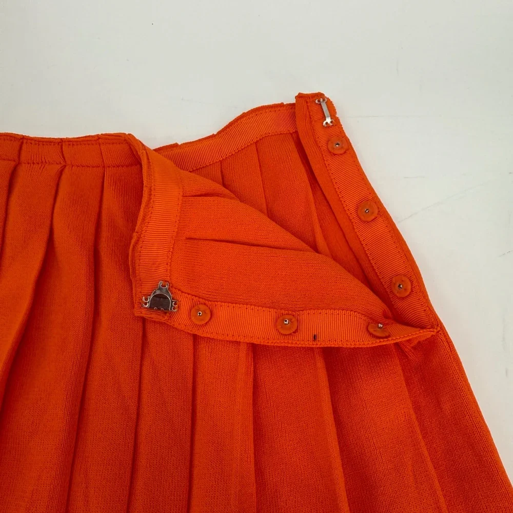 J.Crew Orange Pleated Sweater Knit Midi Skirt Women's XS Viscose Blend